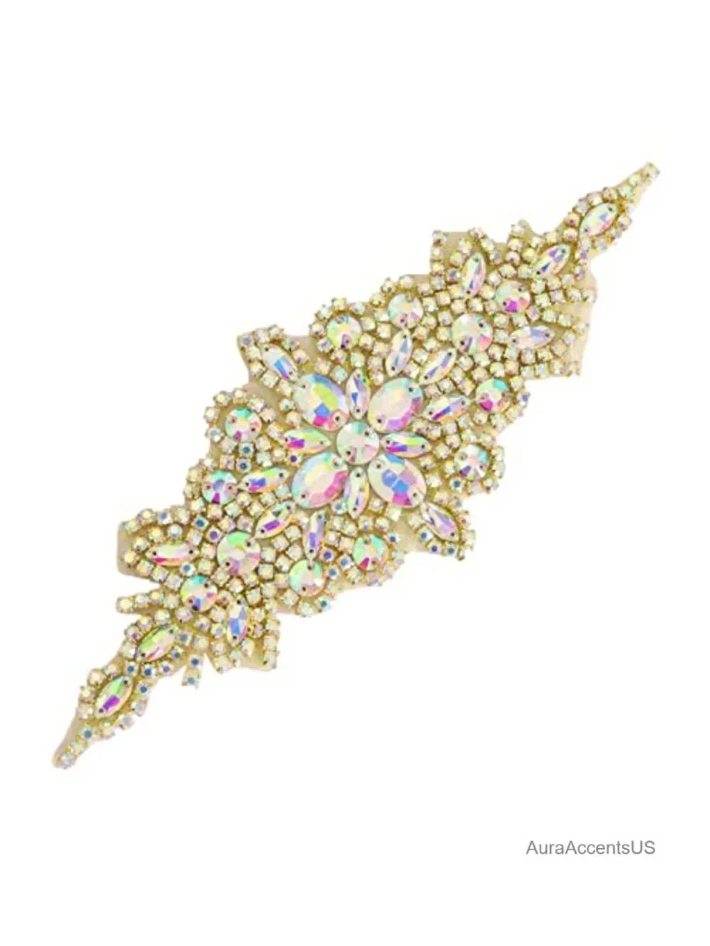 Rhinestone Wedding Sash Belt Applique Iron-On Sew-On Bridal Sash